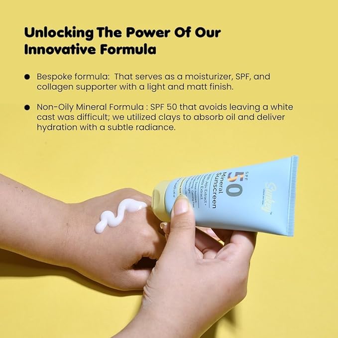Mineral Sunscreen SPF 50 PA++++ With Jeju And Tomato Extract | Non-nano | Lightweight | No White Cast | Water &amp Sweat Resistant