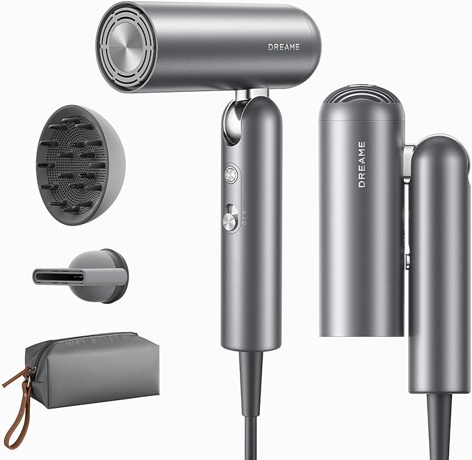 Dreame Pocket Pro Hair Dryer Dual Voltage Travel Blow Dryer with Diffuser 1300W Professional HighSpeed Ionic Hair Blower Fast Drying Low Noise Lightweight No Heat Damage Global Travel 120V/240V