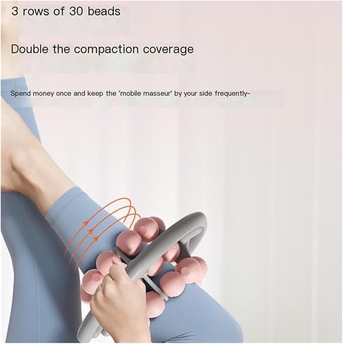 30 Wheels Portable Leg Massager Roller - Handheld Deep Tissue Massage Tool for Arms Calves &amp Bodybuilding Relief(Purple)