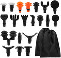 Massage Gu-n Attachments 20pcs Relaxation Massager Heads with 2pcs Drawstring Bag Different Massager Heads to Meet Different Needs for Deep Tissue Percussion Plug and Play(Black)