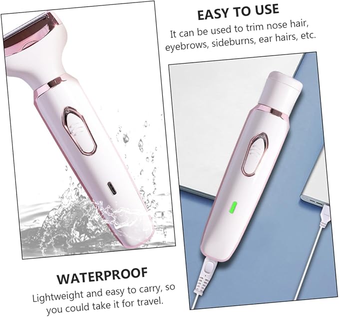 1set USB Rechargeable Female Nose Hair Trimmer Dehairing Tool Electric Nose Cleaning Device for Eyebrows Sideburns and Ear Hair Removal White