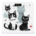 Black and White Cats Weight Scale Digital Electronic Scales Bathroom Scale Larg LCD Backlight Display High Precisio MeasurementsTempered Glass