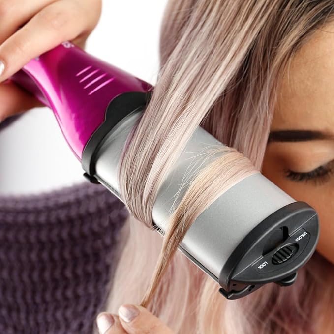 Bed Head 1 Inch Ceramic Curling Iron Crimper Waver for Beach Waves Deep Waver Hair Curler with 3 Barrels Tourmaline Ionic Curling Wand Dual Voltage Anti-Scald Fast Heat Easy for Women