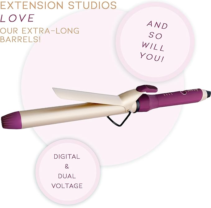 Mr Big Curling Iron Goddess XL Curling Iron - 9.5 Barrel 1.25 Ceramic Triple-Plated Dual Voltage Multiple Heat Settings for All Hair Types Longest Lasting Beachy Waves Perfect for Travel