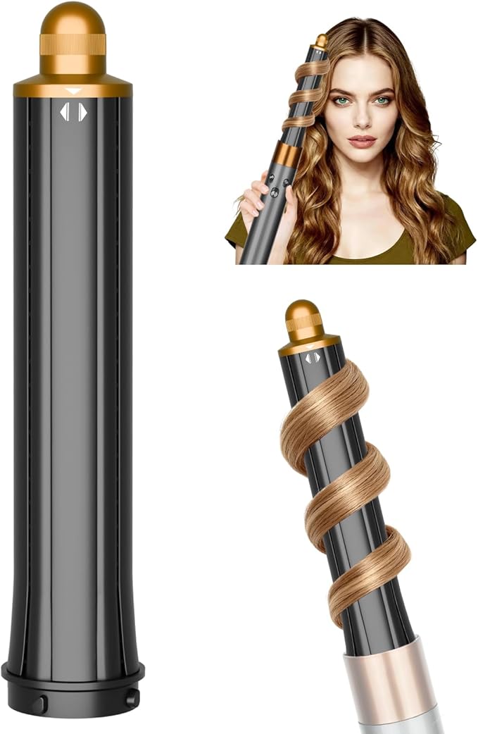 30mm/1.2 Inch Curling Barrel for Dyson Airwrap Long Hair Curling Roller Barrels Compatible with Airwrap HS01/05/08 Self-Curling Replacement Attachment for Part No.971888-07 Gold