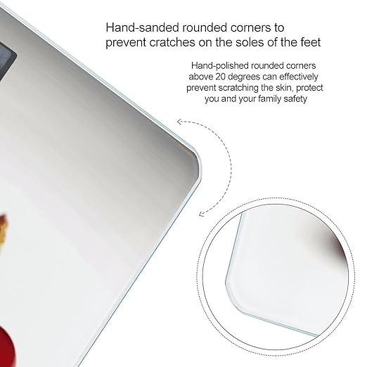 Chilean Cherries Scale for Body Weight Safe Rounded Corners Tempered Glass Digital Bathroom Scale LED Display 400lb Capacity Weight Scales with High Precision Sensors
