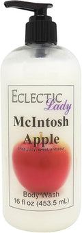 Eclectic Lady Liquid Pearl Body Wash - McIntosh Apple Scent 3-in-1 Use For Bubble Bath Hand Soap &amp Body Wash Phthalate-Free McIntosh Apple Fragrance Handcrafted in USA (16 oz)