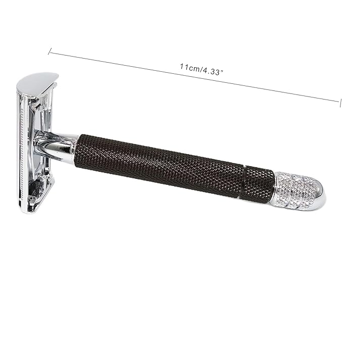 Classic Butterfly Twist-to Open Double Edge Safety Razor Wet Face Hair Shaver Machine with 10 Platinum Super Blades Refills for Smooth and Close Shaves