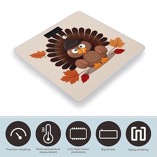 Maple Leaf Dark Brown Turkey Scale for Body Weight High Precision Digital Weight Scales with LCD Display Anti-Slip Sturdy Slim Tempered Glass Bathroom Scale for Home Use