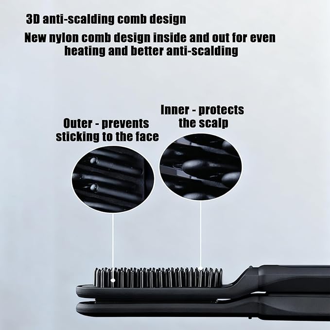 Cordless Hair Straightener - 2-in-1 Rechargeable Curler Brush with LED Display3 Temperature Settings Travel Hair Straightener | for Women Men Travel Beach Styling Salon Home
