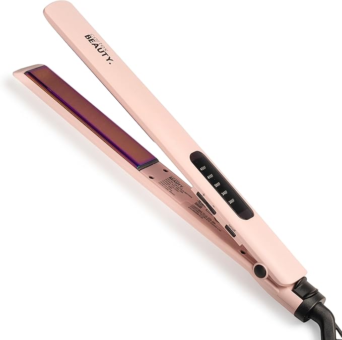 Cortex Beauty Flat Iron Hair Straightener 1 Inch | Professional Ceramic Coated Plates Flat Iron for Smooth Shiny Frizz-Free Hair Fast Heating One-Pass Styling Results Salon Quality Finish (Pink)