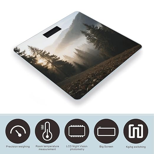 Digital Bathroom Scale for Body Weight Scale with Bright LCD Display High Accuracy Step-On Technology Auto On/Off Alpine Forest Digital Scales 400 Lbs /180kg