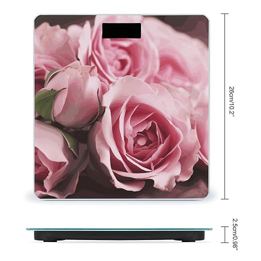 Pink Roses Bathroom ScaleHighly Accurate Digital Weighing Machine for People Bright LED Display Weight Scale for The Aldult Home Use