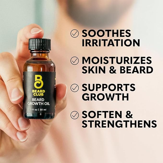 The Beard Club Beard Growth Kit - Derma Roller Beard Growth Oil Sandalwood Balm Comb - Gift Set