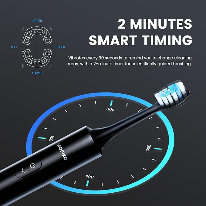 Sonic Electric Toothbrush for Adults - Rechargeable Black Electric Toothbrush with 8 Brush Heads 5 Modes Sonic Power Toothbrush with Travel Cover