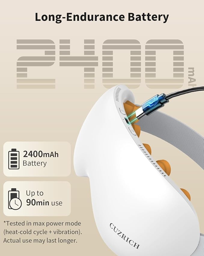Eye Massager with Heat and Vibration and Cooling - Heated Cooling Eye Mask with Rapid Temp Control 4 Massage Modes 3 Temp Modes 2400mAh Battery for Dry Eyes Migraines Puffiness Relief