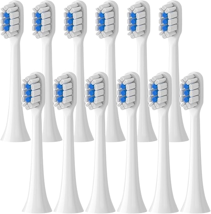 Replacement Brush Heads Compatibility for Xiaomi Mijia T301 T302 T501 /501CSonic Electric Toothbrush Head Soft Bristle Nozzles(T301-302-WH-12Pcs)