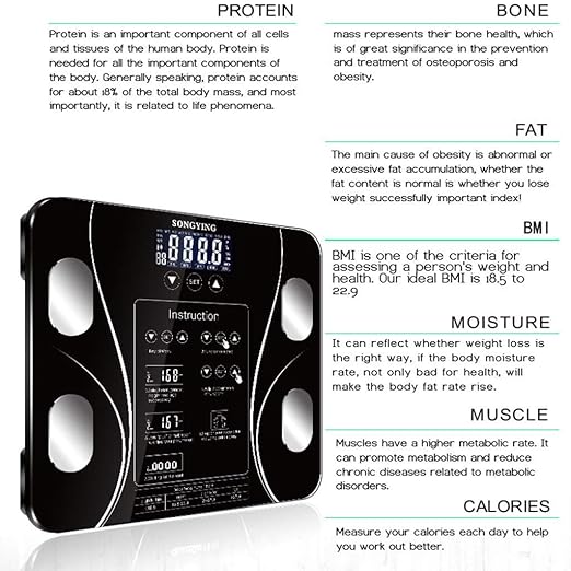 Scale for Body WeightAccurate Smart USB Rechargeable LCD Display Digital Bathroom Scales for Body FatBmiFat PercentageMuscle Mass13 Body Composition Analyzer Sync with Fitness App