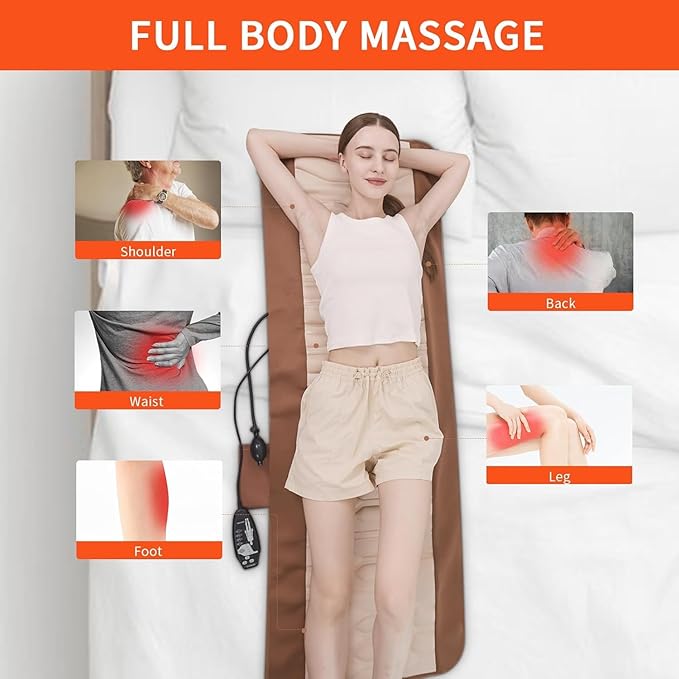Full Body Massage Mat with Heat Back Massager for Pain Relief Deep Tissue Back Massage Pad with Lumbar Support Traction Device 10 Vibration Motors &amp 5 Massage Modes 2 Heating Pads for Back