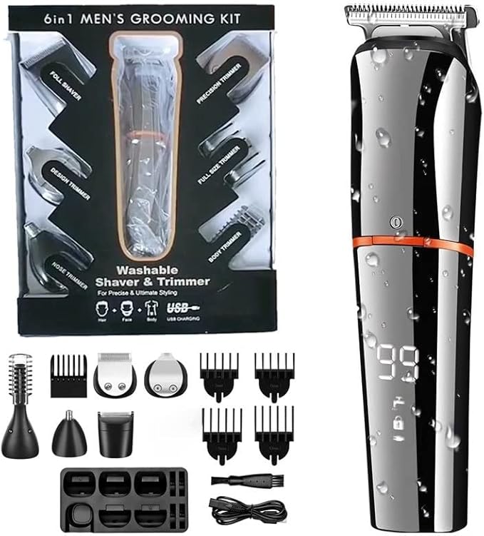 Hair ClippersBeard Trimmer for Men All in One Hair Trimmer for Men Grooming Kit Facial Body Beard Trimmer Washable Electric Shaver Nose Ear Trimmer Rechargeable