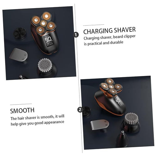 1pc Five-headed Rechargeable Shaver Self-service for Men Material Design Boyfriend Dad Husband Black