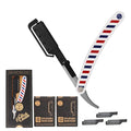 Straight Edge Razor for Men with 20+1 Easy to Use Disposable Blade Heads Patented Shaving Razor Handle for Beard and Hair Barber Handle White