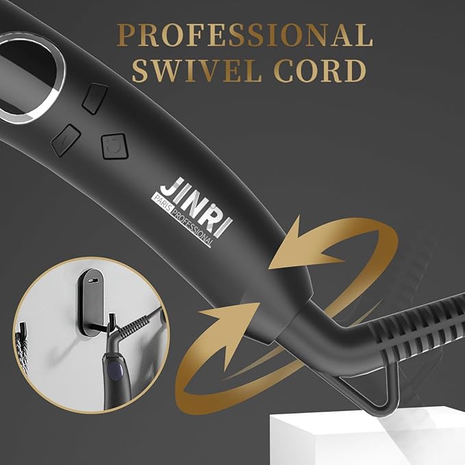 JINRI Volumizing Hair Iron Hair Straightener Brush Adjustable Temp 360 ° Tail Rotation Lasting Hair Volume for Short Or Thin Black