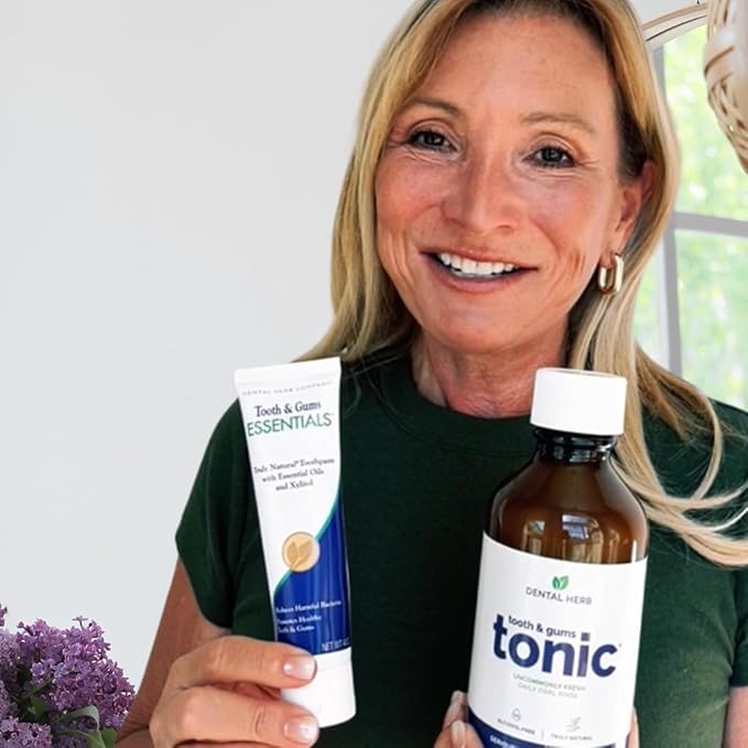 Healthy Gums Starter Kit – Tooth &amp Gums Tonic (18 oz) + Essentials Toothpaste | Fluoride-Free Alcohol-Free Vegan Plant-Powered Oral Care by Dental Herb Company