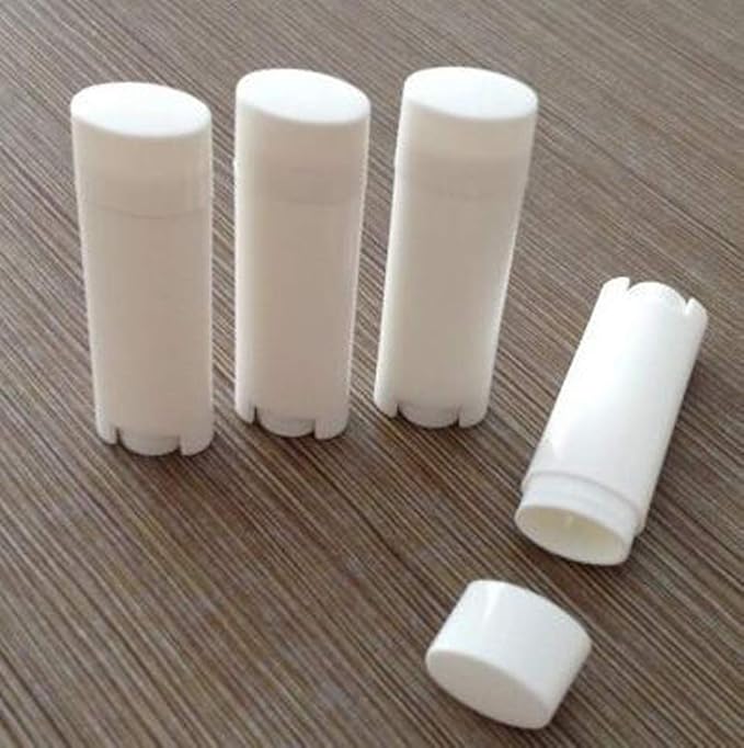 FZBNSRKO 5ml 50 Pcs Empty Oval Deodorant Lip Balm Tubes Twist-up Refillable Mini Size Containers for Carry-On TravelDIY DeodorantsWhite
