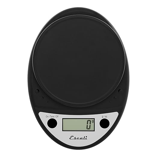 Escali Primo Digital Food Scale Multi-Functional Kitchen Scale and Baking Scale for Precise Weight Measuring and Portion Control 8.5 x 6 x 1.5 inches Black