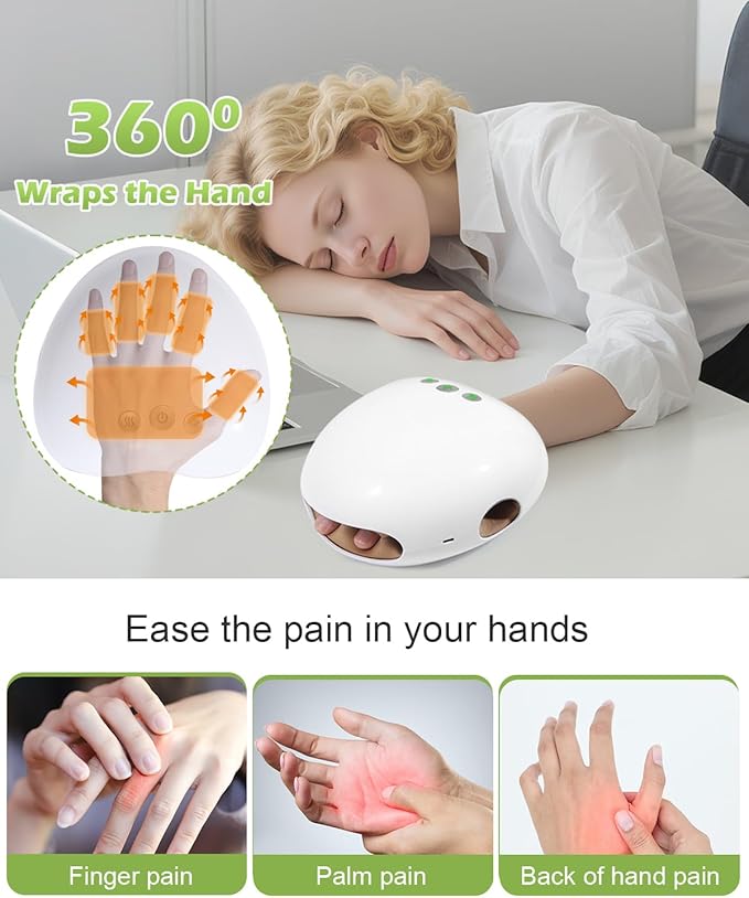 KeeKit Electric Hand Massager Cordless Massager Tool with Heat &amp Compression 3 Intensity Levels Rechargeable Hand Pain Relief for Arthritis Carpal Tunnel Muscle Relaxation for Women &amp Me