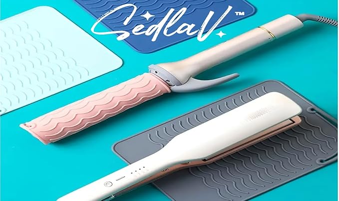 SEDLAV Heat Resistant Silicone Mat for Hair Styling Tools - - Multipurpose Styling Tool Mat - Surface Protector for Home and Salon Use - Non-Slip &amp strong