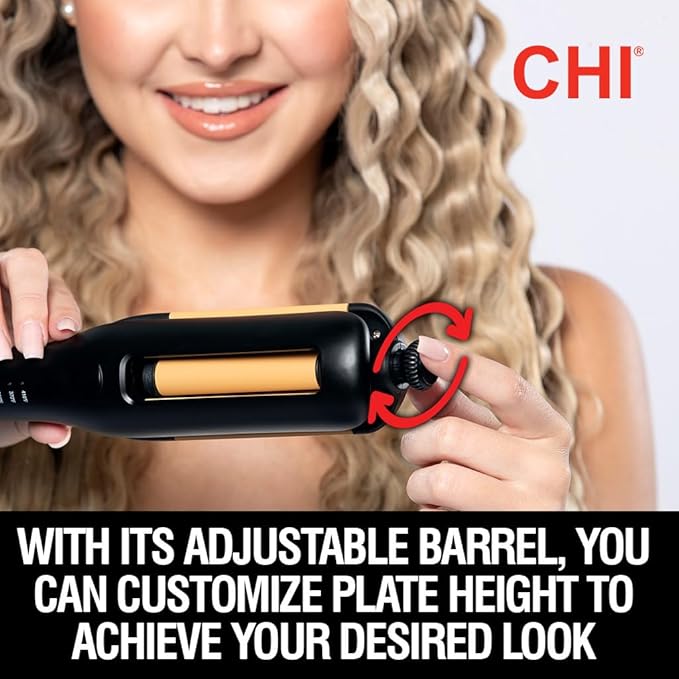 CHI Multi-Wave Styler Hair Waver With Adjustable Barrel For Customizable Waves Reduces Frizz &amp Increases Shine Black