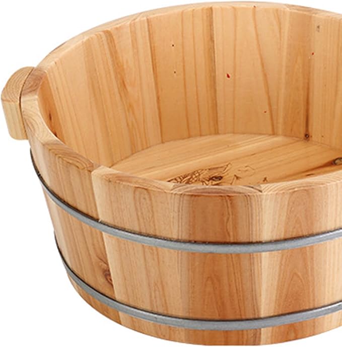 Wood Footbath Basin Tub Comfortable Home Office Use Footbathing Wooden Massage Foot Soaking Bath Basin 6.30inch- 16x36cm A