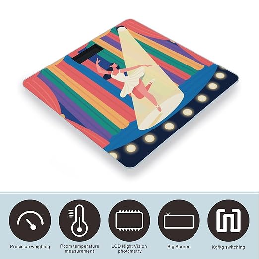 Dancer on Stage Weight Scale Cute Bathroom Scale for Body Highly Accurate Digital Weighing Machine for People Compact LCD Display Scales with Sturdy Toughened Glass Scales