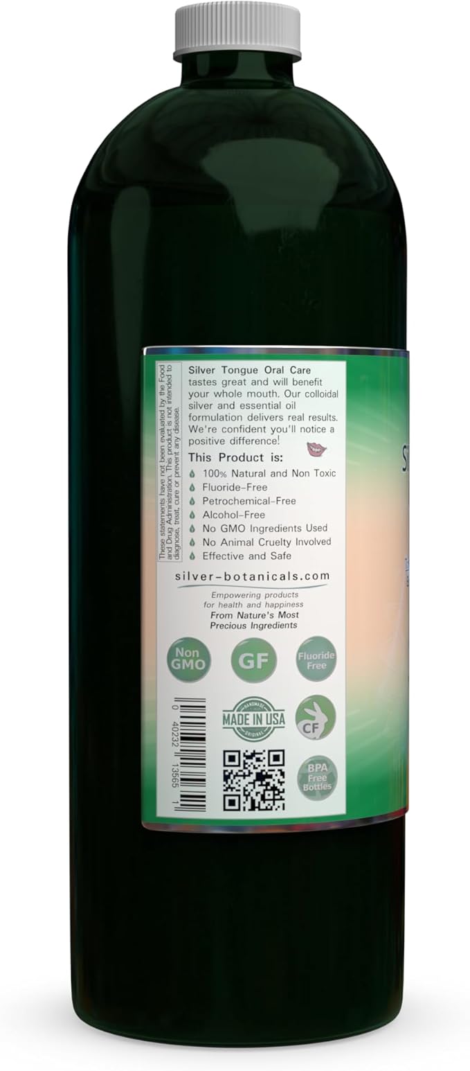 Silver Tongue Oral Care - All Natural Colloidal Silver Mouthwash 32 fl oz