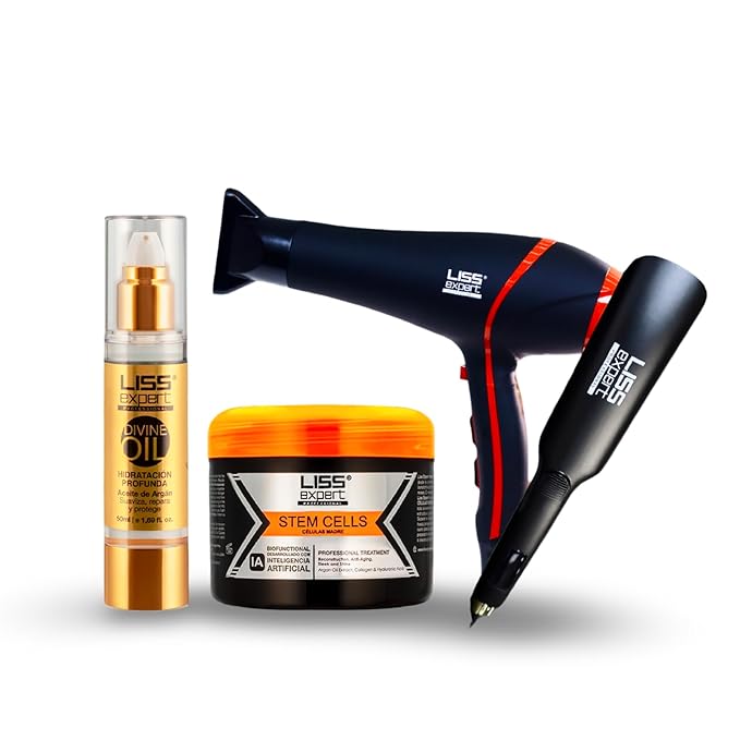 Stem Cells Hair Straightening Treatment Kit 8.45 oz with Titanium Flat Iron DEAL (250 ml + Tools)
