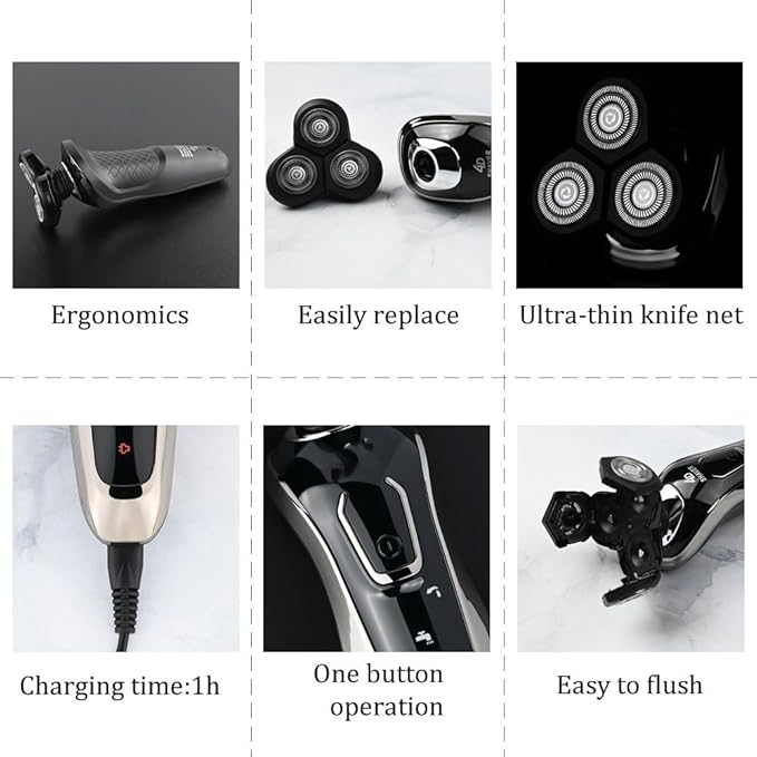Head Shavers for Bald Men Electric Shaver For Men Hair Clipper Men's Electric Shaver Trimmer Hair Cutting Machine Razor Professional Beard Shaving Machine (Color : 4in1 Shaver 3Head)
