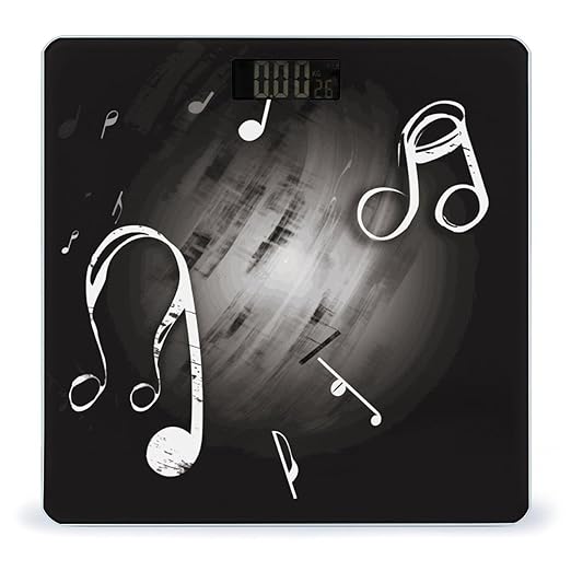 Music Notes Bathroom Scale Automatic Power On/Off Body Scales LCD Backlight Display Square Digital Scale Rounded Corners Bathroom Scales for Home Bedrooms
