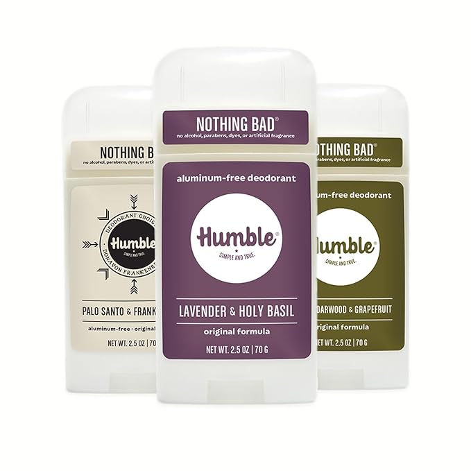 HUMBLE BRANDS Original Formula Aluminum-free Deodorant. Long Lasting Odor Control with Baking Soda and Essential Oils Assorted 3-Pack