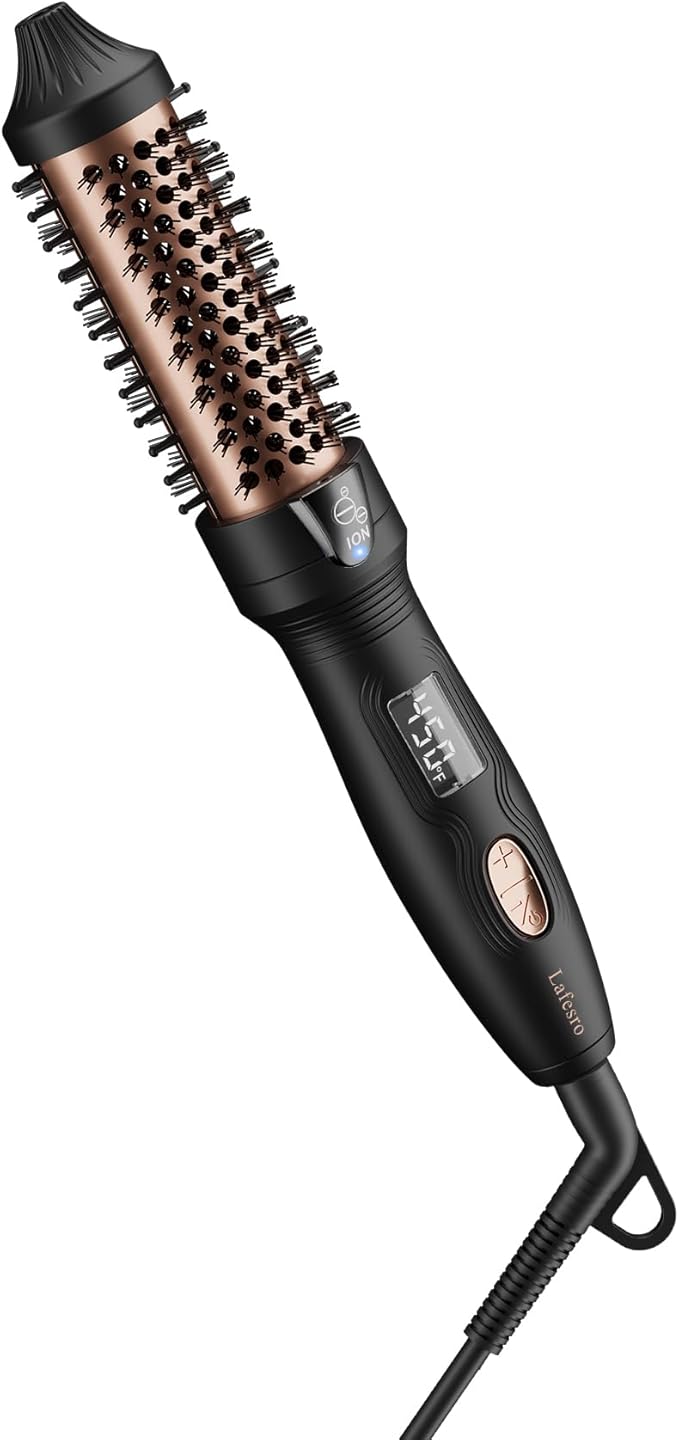 Thermal Brush MINI &amp Tiny 1 Inch Ionic Heated Round Brush for Smooth Style Tourmaline Ceramic Cepillo para Pelo for Short to Medium Hair Adjustable Temperature Dual Voltage Compact-Size