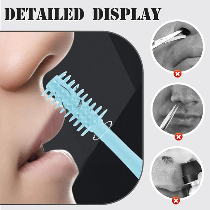 2 in 1 Nose Hair TrimmerMini Double Sided Portable Nasal Hair CutterManual 360° Rotating Nose Hair Remover Tools for Men and Women /1634 Blue