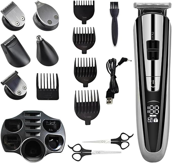 Razors 5 in 1 Hair Cutting MachineMultifunctional Trimmer for MenTrimmer for Nose and EarsRechargeable Hair Clipper.(Scissor Set)