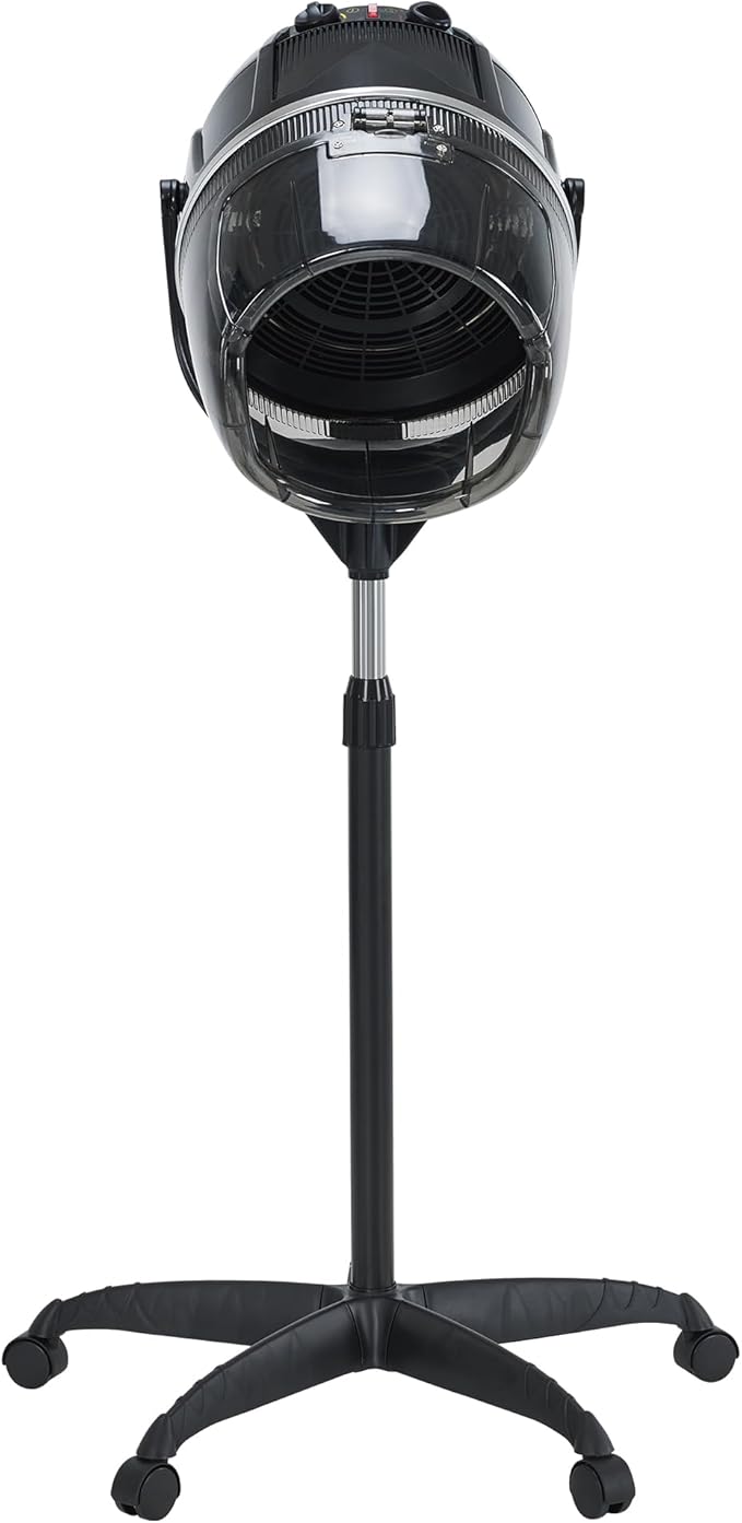 BarberPub 1300W Hooded Hair Bonnet Dryer with Stand Height Adjustable Floor Standing Rolling Base Beauty Salon Equipment with 360° Rotation VHD08
