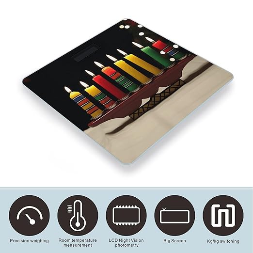 Kwanzaa CandlesScale for Body Weight with LCD High Precision Weighing Scales Fashion Sturdy Tempered Glass Weight Scales Easy-to-Read Digital Bathroom Scale for Daily 400lb