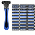 Razors for MenShaving Razors With 3 BladesDark Blue Handle + 30 Blade Refills Great Razors for a Smooth and Comfortable Shave Holiday Gifts for Men