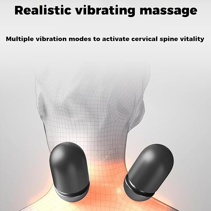 Heapls 3 in 1 Neck Massage Pillow 3 Function Modes - Traction and Lifting/Bionic Massage/Smart Heat Compress Massages for Stress Relief &amp Neck Nervous Alleviation for Office &amp Home (Black)