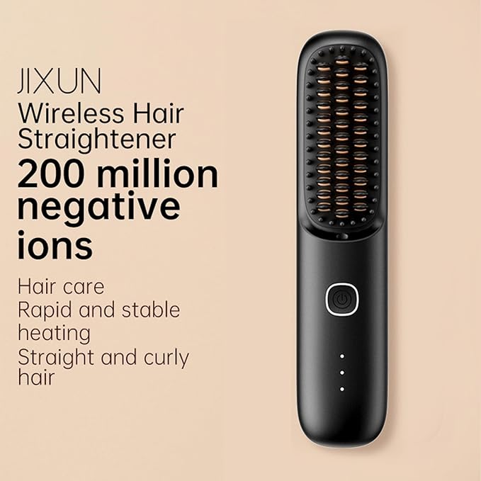 Cordless Hair Straightener Brush Smart Temperature Control 2 Billion Negative Ions Dual MCH Ceramic Plates Compact Design for Styling Anytime Anywhere with 3 Gears ABS
