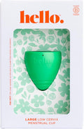 Hello Period Cup Low Cervix Menstrual Cup | Award Winning Reusable Soft Flexible Alternative to Pads &amp Tampons | Sustainable Feminine Hygiene | Leak Proof | Holds 28ml | 45mm Diameter 47mm L (Lar