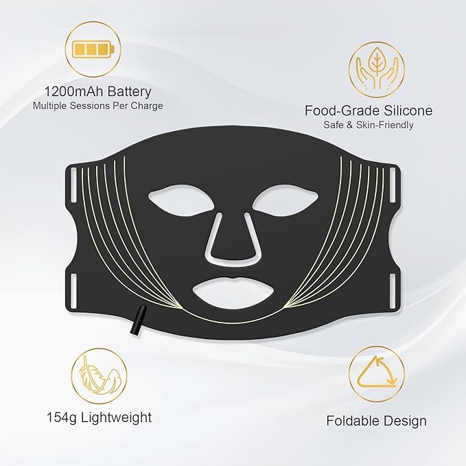 Red Light Therapy Mask for Face - 210 LED 7 Color Light Therapy Face Mask Wireless Rechargeable Photon Skin Care Device Anti Aging Wrinkles Acne Treatment Home Spa Beauty Facial Mask